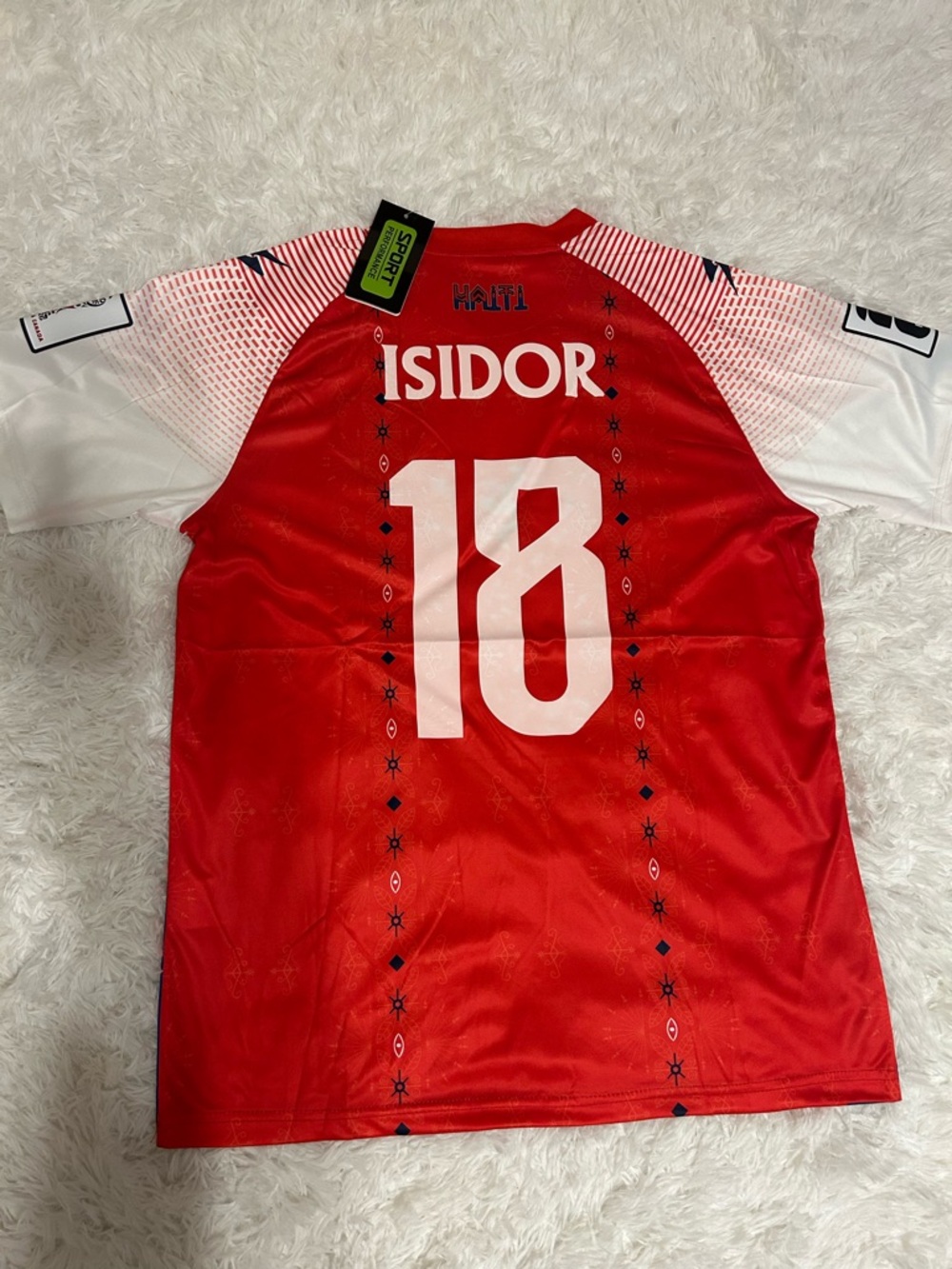 Men's Red and White Haïti Jersey Shirt - #18